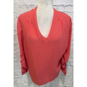 I.N.C International Concepts V-neckline long sleeves with roll-tab Blouse Top XL